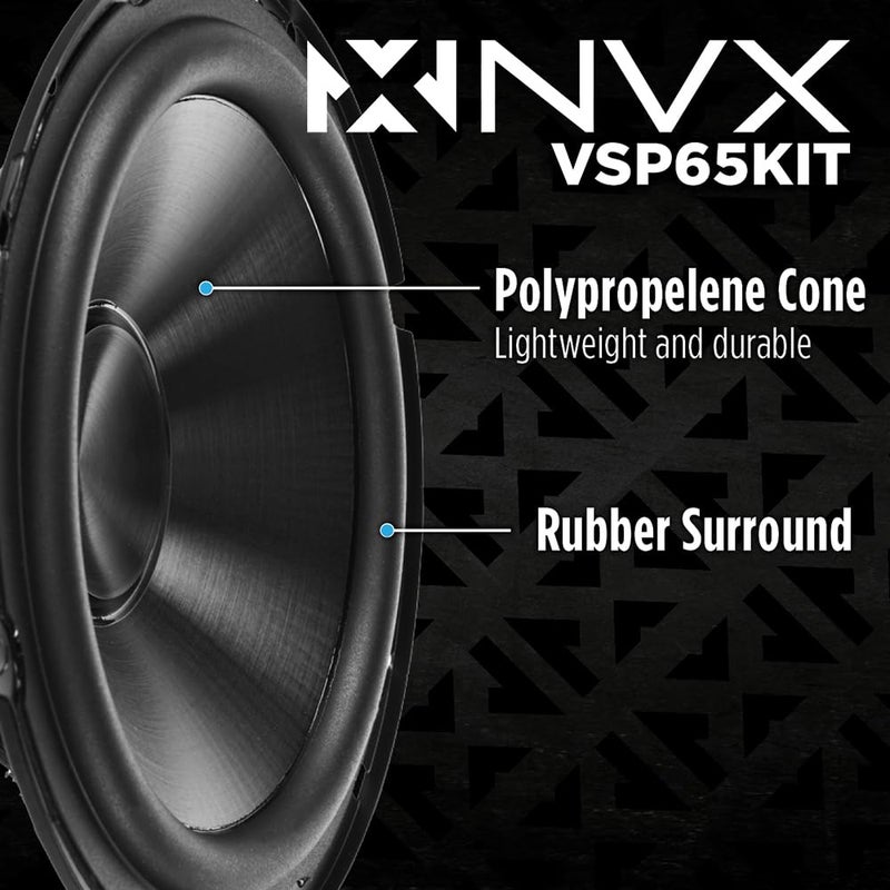 NVX VSP65KIT 750W Peak (250W RMS) 6.5" V-Series 2-Way Component Speaker System with 25mm Silk Dome Tweeters - Image 2